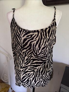 Women’s Zebra-Print Cami Tank Top - Black & Cream